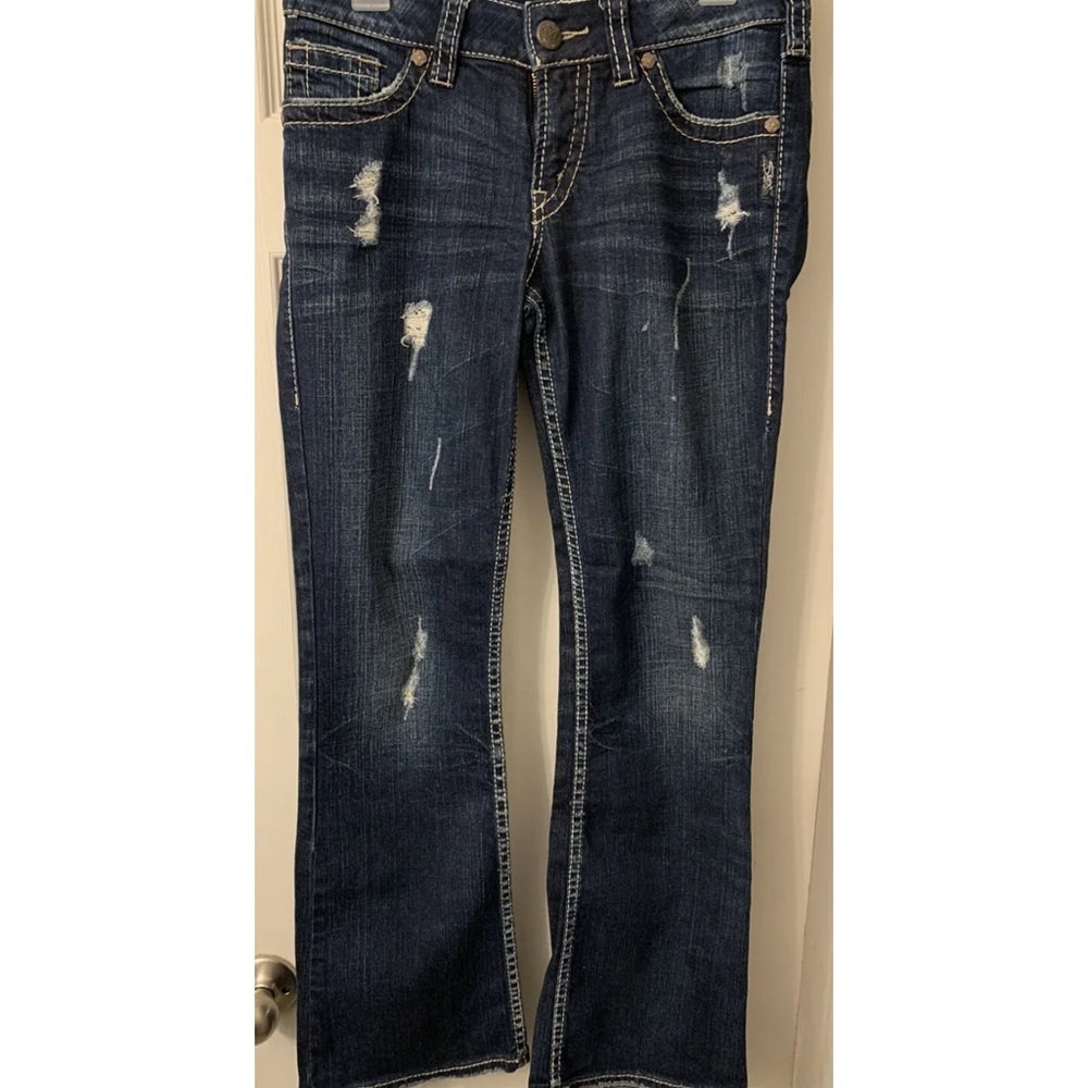 Womens Silver Suki Surplus Jeans, Western Glove Works, Size W28/L30